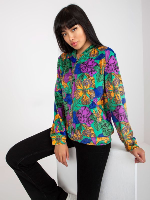 Wholesale Green and orange velvet bomber sweatshirt with print RUE PARIS