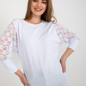 Wholesale White blouse with lace and 3/4 sleeves Havana RUE PARIS