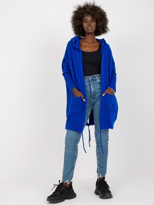 Wholesale Cobalt women's cardigan with pockets Patty RUE PARIS