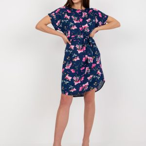 Wholesale Navy blue viscose floral dress RUE PARIS