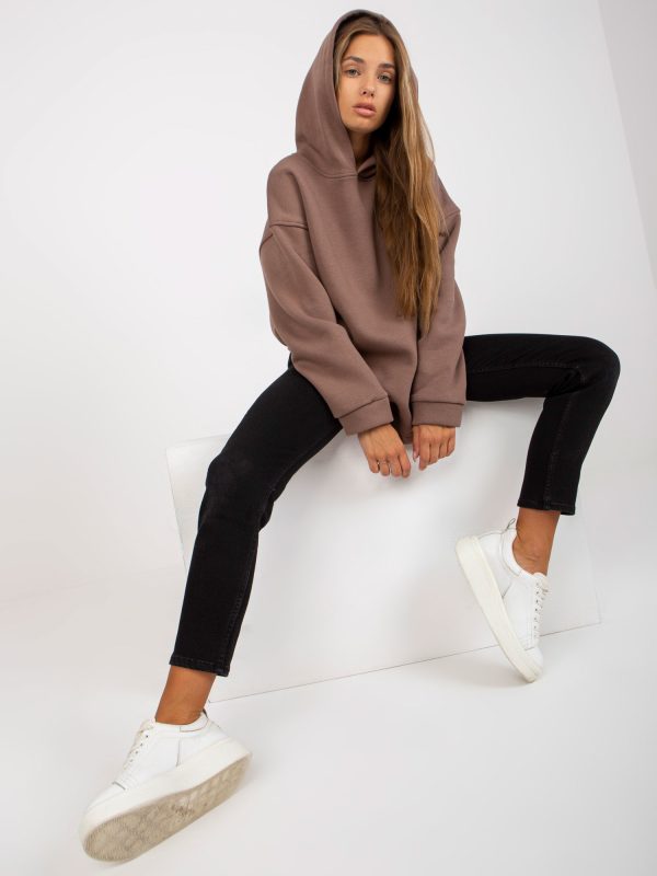 Wholesale Brown basic sweatshirt with hoodie