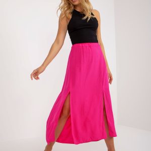 Wholesale Fuchsia asymmetrical skirt with slits RUE PARIS