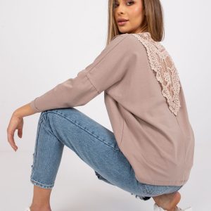 Wholesale Dark beige cotton blouse Sylvie RUE PARIS