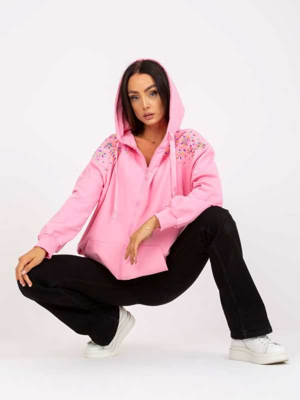 Wholesale Pink long sweatshirt with embroidery RUE PARIS