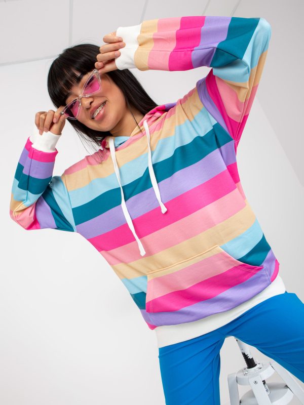 Wholesale Kangaroo sweatshirt with colorful stripes RUE PARIS