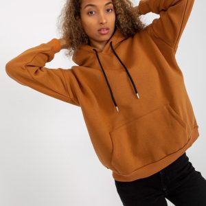 Wholesale Basic light brown sweatshirt with hoodie RUE PARIS