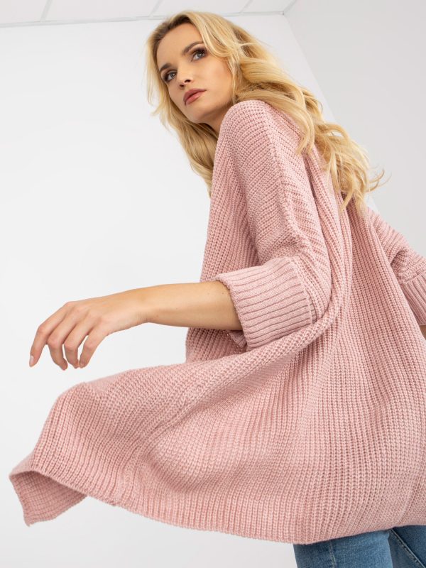 Wholesale Pink knitted cardigan with pockets RUE PARIS