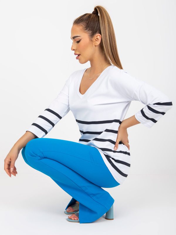 Wholesale White and navy blue basic striped blouse RUE PARIS