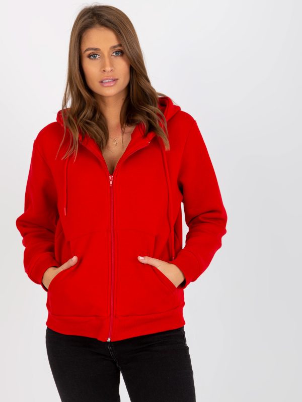 Wholesale Red basic sweatshirt with pockets RUE PARIS