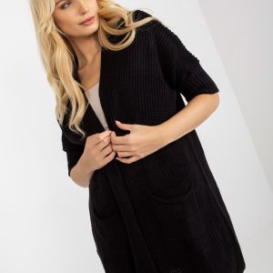 Wholesale Black Loose Knitted Cardigan RUE PARIS