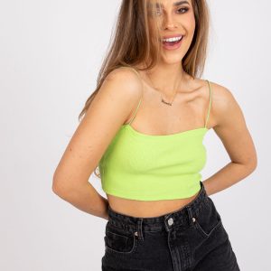 Wholesale Fluo green crop top with stripes Aria RUE PARIS