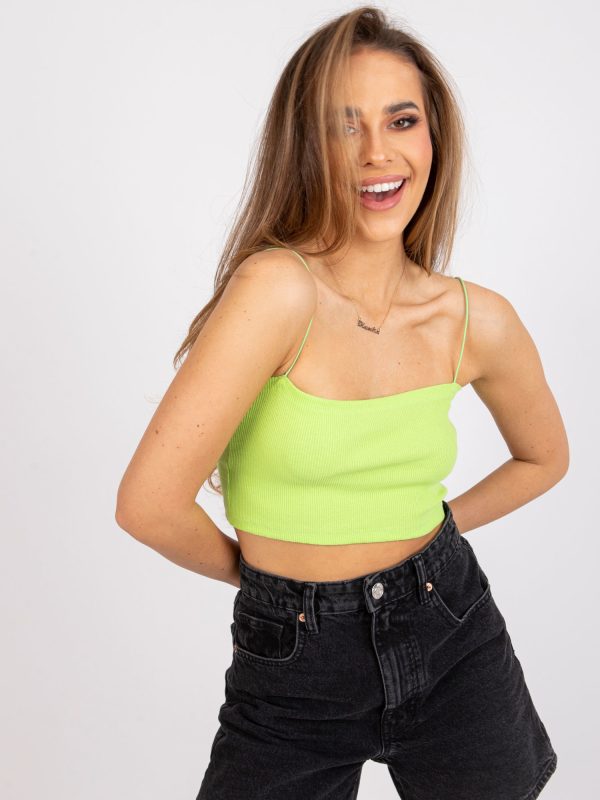 Wholesale Fluo green crop top with stripes Aria RUE PARIS