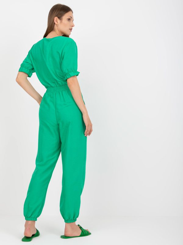 Wholesale Green Summer Short Sleeve Jumpsuit RUE PARIS