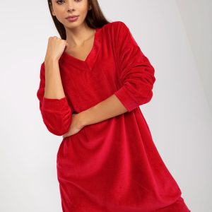 Wholesale Red velvet casual dress RUE PARIS