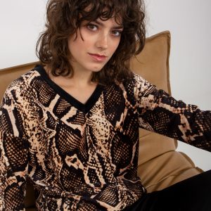 Wholesale Light beige and black velvet set with RUE PARIS print sweatshirt