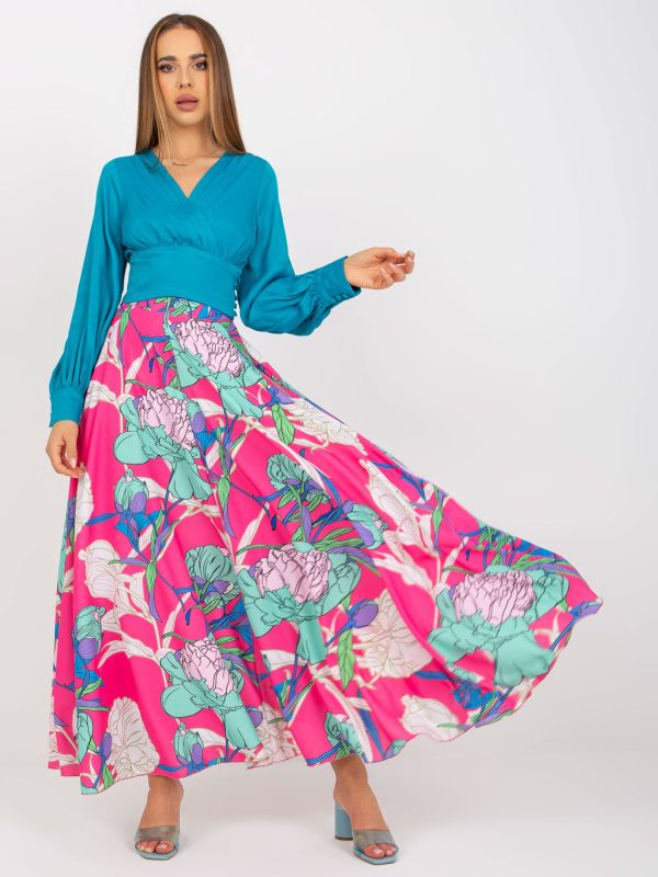 Wholesale Pink maxi skirt with prints RUE PARIS