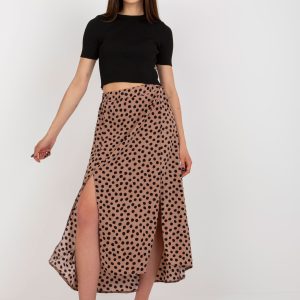 Wholesale Brown-black midi asymmetrical skirt RUE PARIS