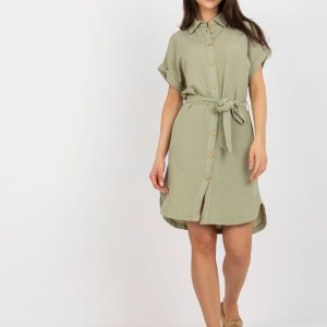 Wholesale Light green shimmy dress with collar RUE PARIS