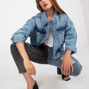 Wholesale Blue women's oversized denim jacket RUE PARIS