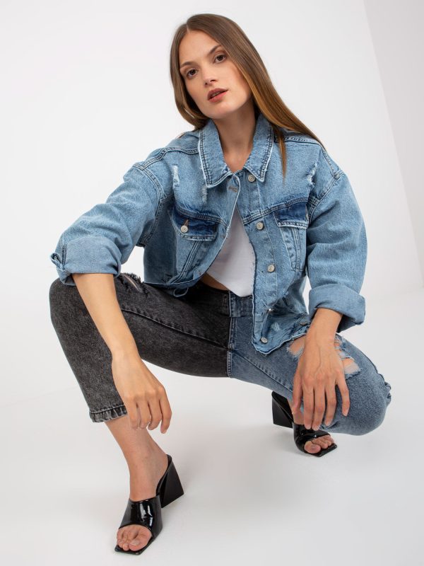 Wholesale Blue women's oversized denim jacket RUE PARIS