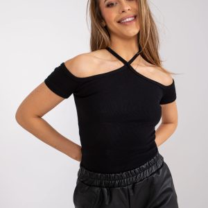 Wholesale Black Women's Ribbed Blouse Linen RUE PARIS