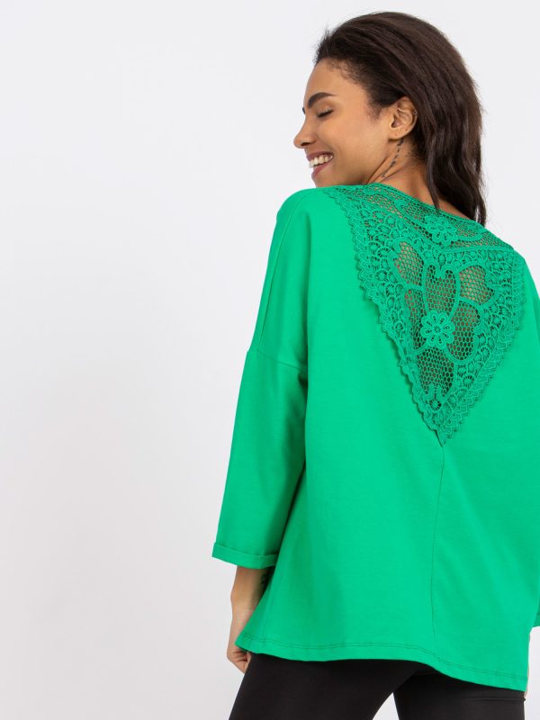 Wholesale Green blouse with lace on the back Sylvie RUE PARIS