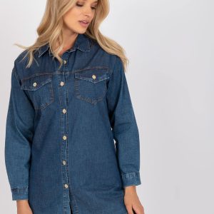 Wholesale Blue denim shirt with pockets RUE PARIS