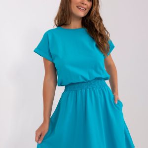 Wholesale Blue flared basic dress RUE PARIS