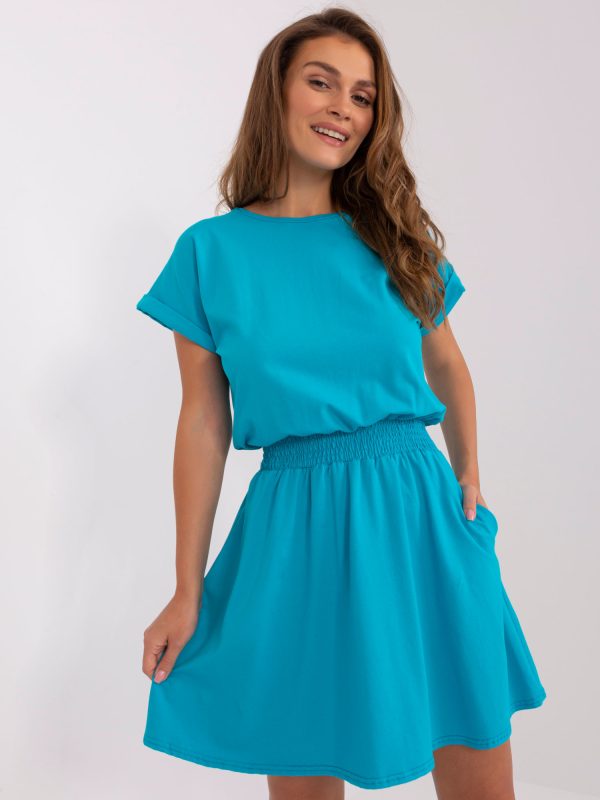 Wholesale Blue flared basic dress RUE PARIS