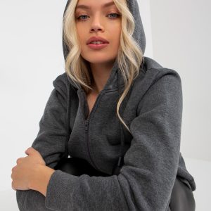 Wholesale Dark grey basic cardigan with pockets RUE PARIS