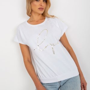 Wholesale RUE PARIS Women's White Short Sleeve Blouse