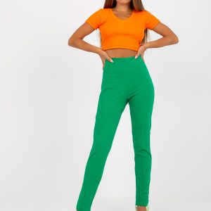 Wholesale Green basic cotton leggings with sliders RUE PARIS