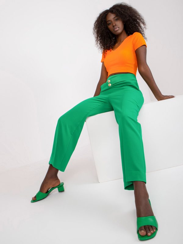 Wholesale Green elegant fabric pants with pockets RUE PARIS