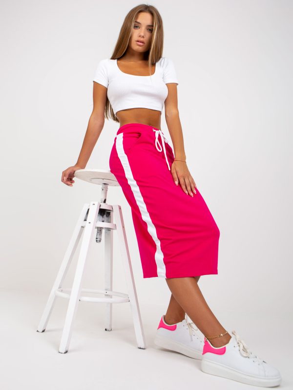 Wholesale Fuchsia sweatshirt midi basic skirt with pockets RUE PARIS