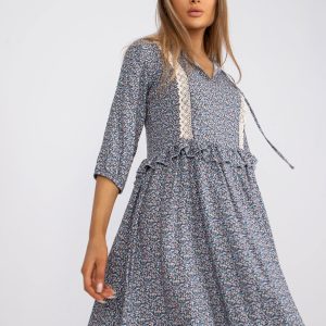 Wholesale Blue casual dress with patterns RUE PARIS