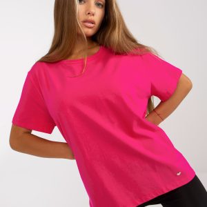 Wholesale Fuchsia basic t-shirt with round neckline