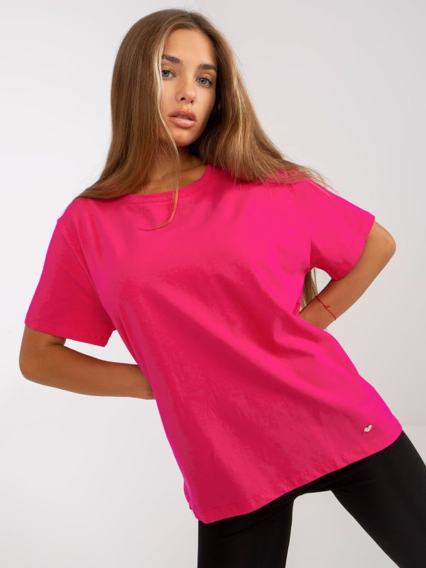 Wholesale Fuchsia basic t-shirt with round neckline