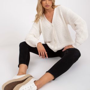 Wholesale White Cotton Button Sweater RUE PARIS