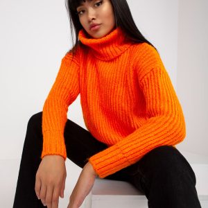 Wholesale Fluo orange warm turtleneck sweater Neva RUE PARIS