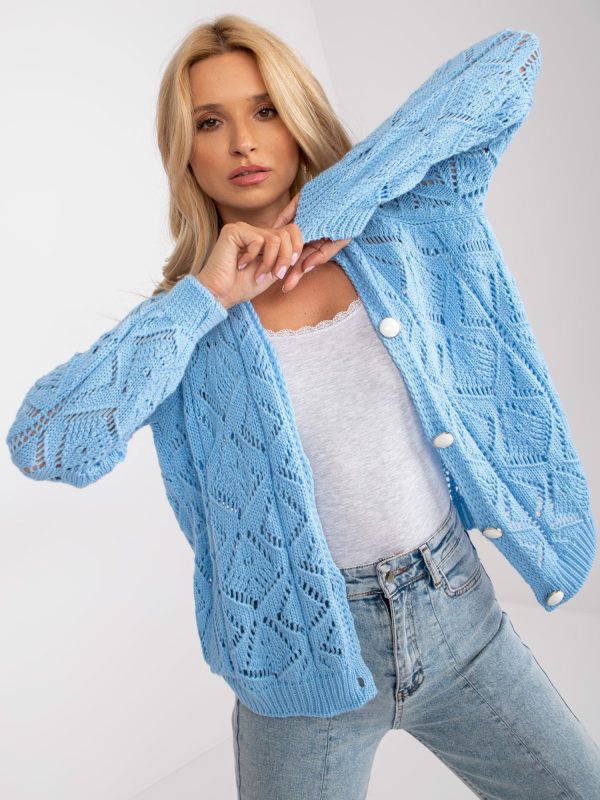 Wholesale Blue openwork cotton cardigan RUE PARIS