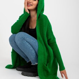 Wholesale Green classic cardigan with hood Patty RUE PARIS