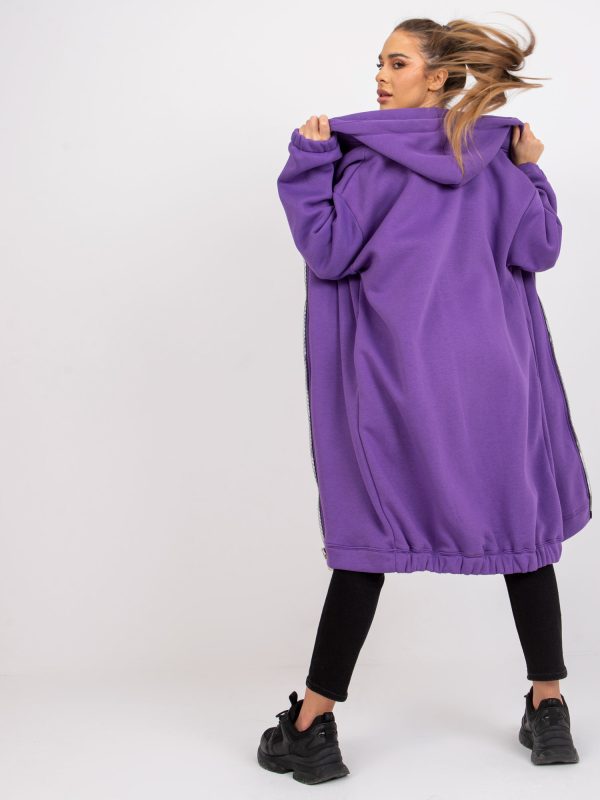 Wholesale Dark purple long sweatshirt basic Betty RUE PARIS