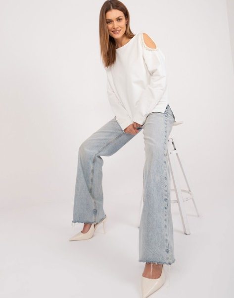 Ecru cotton off-the-shoulder blouse