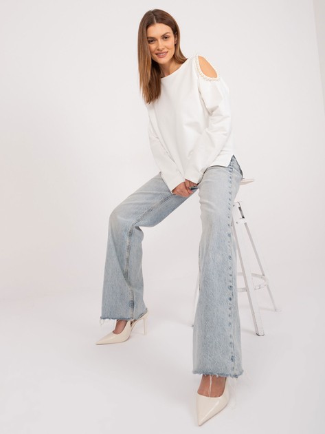 Ecru cotton off-the-shoulder blouse