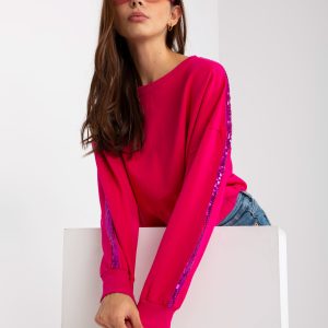 Wholesale Fuchsia short hooded sweatshirt with RUE PARIS