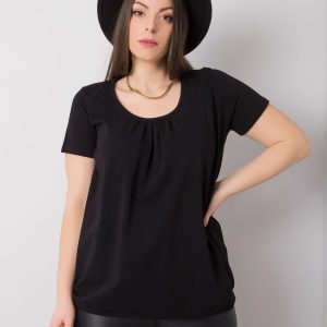 Wholesale Black plus size blouse with round neck Celeste