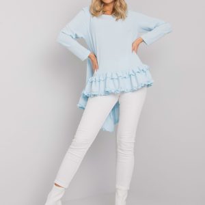 Wholesale Light blue blouse with flounce Tracy RUE PARIS