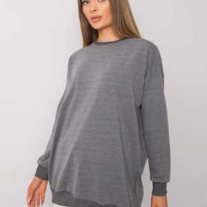 Wholesale Dark Grey Melange Long Sleeve Tunic Rhiannon