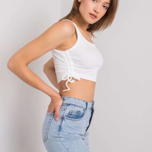 Wholesale White crop top with welts Loretta RUE PARIS