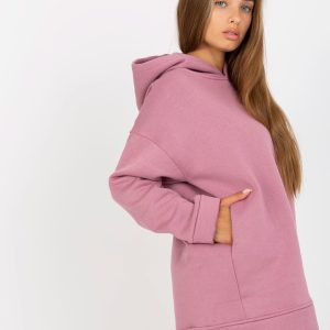 Wholesale Dirty pink sweatshirt basic with pockets